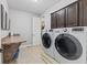 Functional laundry room with updated washer and dryer, countertop, and storage at 6841 W Glory Maple Dr, McCordsville, IN 46055
