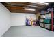 An unfinished basement area provides plenty of storage space for an active lifestyle at 9270 N Temple Ave, Indianapolis, IN 46240