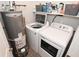 Efficient laundry area featuring a washer, dryer, and water heater, all in one space at 1053 Reserve Way, Indianapolis, IN 46220
