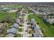 This is an aerial view of a neighborhood with mature trees and green lawns at 12258 Weathered Edge Dr, Fishers, IN 46037