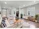Bright living room with modern fireplace, wood floors, large windows, and stylish decor at 12521 Hawks Landing Dr, Fishers, IN 46037