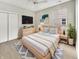 Cozy bedroom with a comfortable bed, neutral tones, and a mounted TV at 12521 Hawks Landing Dr, Fishers, IN 46037