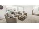 Spacious living room with neutral furniture, a dart board, exercise equipment, and a staircase to the upper level at 1501 Chanson Ln, Westfield, IN 46074