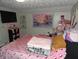 A bright Hello Kitty themed bedroom with large television and accent wall at 1722 N Parker Ave, Indianapolis, IN 46218