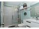 Contemporary bathroom with glass enclosed shower, modern vanity and shelving, providing a refreshing design at 1741 Terrace Ct, Franklin, IN 46131