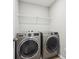 Convenient laundry room featuring a modern washer and dryer set with a shelf above at 1862 Downey Ln, Greenfield, IN 46140