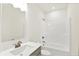 Bathroom featuring a shower-tub combination and a single sink vanity with white countertops at 19113 River Jordan Pass, Westfield, IN 46074