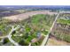 Expansive aerial view of a residential area showcasing houses nestled among trees and roads, with open fields in the distance at 20892 Overdorf Rd, Noblesville, IN 46062