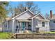 Charming home with light gray siding, a vibrant blue door, and a fenced yard at 2531 E Brookside Ave, Indianapolis, IN 46218