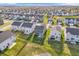 Expansive aerial view showing a neighborhood with well-manicured lawns and mature trees at 3053 Creekridge Ct, Columbus, IN 47201