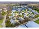 Aerial view of a charming residential community with a pond and well-maintained landscaping at 3624 N Lakeside Dr, Muncie, IN 47304