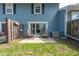 Outdoor patio with room for seating, grass, and fence at 3624 N Lakeside Dr, Muncie, IN 47304