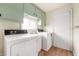 Functional laundry room with washer, dryer, and a utility sink at 419 S Oak St, Fortville, IN 46040