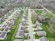 An aerial view of a residential neighborhood complete with tree-lined streets and community ponds at 5157 Climbing Rose Pl, Indianapolis, IN 46254