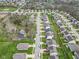 This aerial view offers a neighborhood layout, featuring a street winding through well-maintained homes at 5157 Climbing Rose Pl, Indianapolis, IN 46254