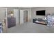 Open main bedroom featuring a closet, neutral color scheme, and tv set, providing a relaxing and organized living space at 5157 Climbing Rose Pl, Indianapolis, IN 46254