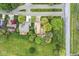 Overhead shot of home with lush landscaping, mature trees, and circular drive at 5298 Royal Troon Way, Avon, IN 46123