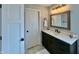Updated bathroom featuring a vanity with mirror and modern lighting at 5802 Bentbrook Dr, Bargersville, IN 46106