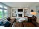 Bright living room with fireplace, TV, modern decor and comfortable seating with natural light at 5802 Bentbrook Dr, Bargersville, IN 46106
