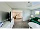 Sitting room with a view into the Primary bedroom at 5802 Bentbrook Dr, Bargersville, IN 46106