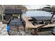 Scenic view of the boat dock and lakefront property with a cozy bar area and lounging space at 7014 Eagle Dr, Nineveh, IN 46164