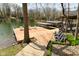 Lakeside dock with seating, boat access, and lush greenery, perfect for enjoying waterfront living and recreation at 7014 Eagle Dr, Nineveh, IN 46164