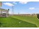 Expansive backyard featuring lush green lawn and secure black metal fencing at 7128 English Oak Dr, McCordsville, IN 46055