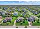 An aerial view of a lovely neighborhood with manicured lawns, mature trees, and winding streets at 11509 Wildlife Ct, Zionsville, IN 46077