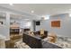 Basement featuring a sectional sofa, ping pong table, recessed lighting, and finished floor at 11509 Wildlife Ct, Zionsville, IN 46077