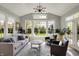 Bright living room features a large window, comfortable seating, and a modern light fixture at 11509 Wildlife Ct, Zionsville, IN 46077
