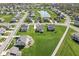 Stunning aerial view of a meticulously planned neighborhood with lush green spaces and water features at 12894 Corydon Dr, Fishers, IN 46037