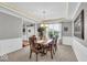 Tastefully decorated dining room with wainscoting, tray ceiling, and view of the front yard at 1533 Windswept, Brownsburg, IN 46112