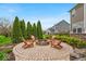 Outdoor fire pit area with seating, surrounded by mature landscaping and greenery at 1533 Windswept, Brownsburg, IN 46112