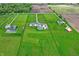 Aerial showcasing multiple luxury homes each with a pool on manicured lawns within a sprawling acreage estate at 1581 S 825 E, Zionsville, IN 46077