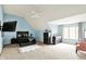 Spacious bedroom featuring carpet, ample closet space, a ceiling fan and natural light at 1581 S 825 E, Zionsville, IN 46077
