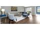 Bright living room with hardwood floors, modern furnishings, and open access to dining area at 17777 Crown Pointe Ct, Noblesville, IN 46062