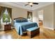 A serene primary bedroom with hardwood floors, ensuite bath and large windows at 2507 Silver Oaks Dr, Carmel, IN 46032