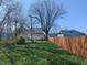 A backyard with a wooden fence and a large shade tree at 408 E Beecher St, Indianapolis, IN 46225