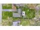 Overhead aerial view showcasing the roof, backyard, and patio of this home at 5420 E 81St St, Indianapolis, IN 46250