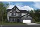 Two-story home featuring gray siding, black brick accents, and a two-car garage at 5721 Palazzo Ln, McCordsville, IN 46055