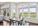 Dining room with a gray rug, a wood table, and views of the backyard at 6472 W Treeline Ln, McCordsville, IN 46055