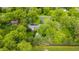 Aerial view of brick home and backyard pool, surrounded by green trees and lush landscaping at 8535 Washington Blvd, Indianapolis, IN 46240