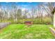 Vibrant backyard with healthy green grass, a shed, some trees, and beautiful flower patches at 9055 Panorama Ct, Indianapolis, IN 46234
