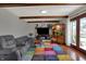 Cozy living room with a fireplace, comfortable seating, and a colorful area rug at 1111 Cambridge Dr, Greenwood, IN 46142