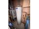 Utility closet with hot water heater, showing essential home systems and plumbing connections at 129 S Boehning St, Indianapolis, IN 46219