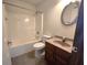 Bathroom featuring a modern vanity, complemented by tile flooring, enhanced by natural light at 1330 Country Creek Cir, Shelbyville, IN 46176