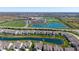 Community aerial view with waterfront homes near Guerin Catholic High School at 15150 Mooring E Cir, Carmel, IN 46033