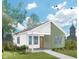 Charming single-story home with white and green siding, white trim, and an orange front door at 1652 Roosevelt Ave, Indianapolis, IN 46218