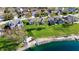 An aerial shot showing a lakeside community nestled around a serene lake at 1927 Westminster Pl, Columbus, IN 47201