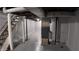 View of basement staircase and mechanicals, featuring painted walls and concrete floors at 2216 Bethel Ave, Indianapolis, IN 46203